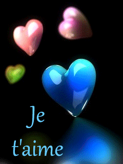 Gif animé je t'aime coeurs multicolores